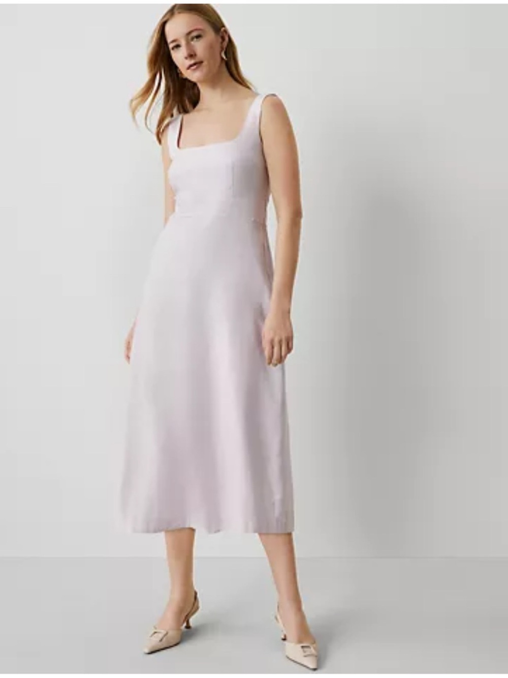 Ann Taylor Square-Neck Midi Dress in “Orchid Hush” color - lovely for summer!